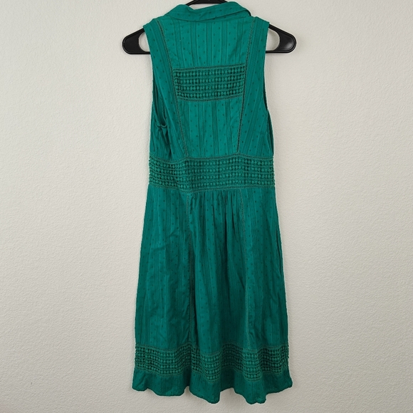 Anthropologie Maeve Swiss Dot Lace Crochet Shirt Dress Sleeveless Button Up Sz 6 - Picture 9 of 12